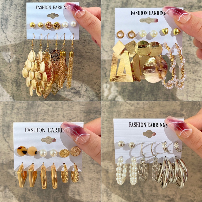 Retro Mutiara Rumbai Hoop Earring Fashion Kupu-Kupu Stud Earrings Wanita Perhiasan Aksesoris