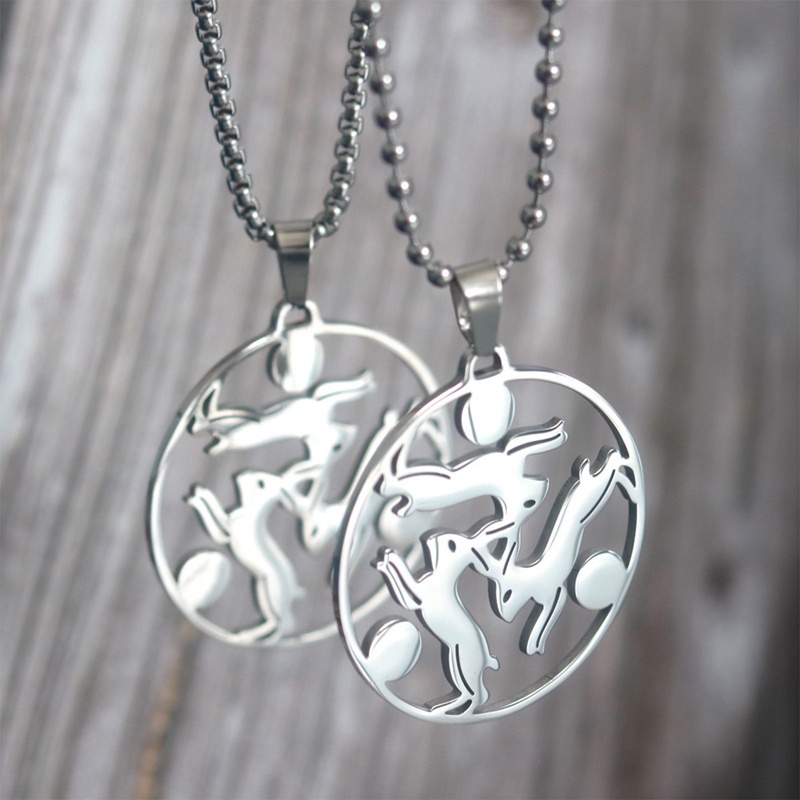 Tiga Kelinci Matahari Celtics Knot Triskele Triskelion Stainless Steel Kalung Warna Perak Kalung Perhiasan