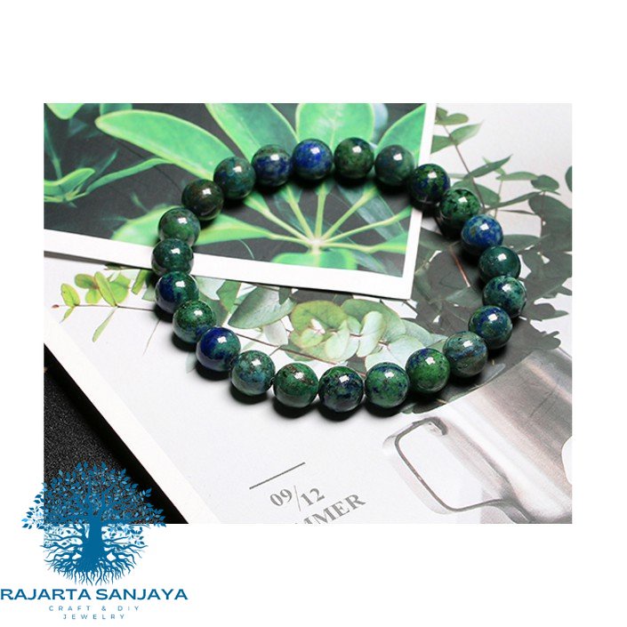 Gelang Natural Stone Phoenix Lapis Lazuli Chrysocolla Azurite Round Beads Bracelet