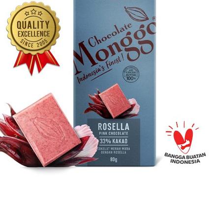 

➬ Chocolate Monggo | Rosella Pink Chocolate 80gr | Coklat Murni 100% Kakao butter | Rosella & Cokelat Putih | Snack Ω