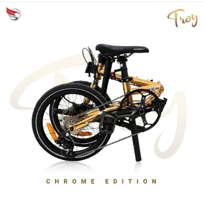 Sepeda Lipat 16 Element Ecosmo Troy Limited Chrome Gold #Original
