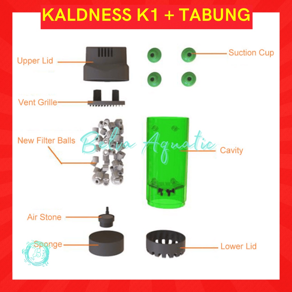 Filter Termos Kaldness K1 XI Aqua XI 600 Tabung Full Set Rumah Bakteri Kaldnes Media Filtrasi Biologis Aquarium Aquascape XI600 Bubble Moving Bed