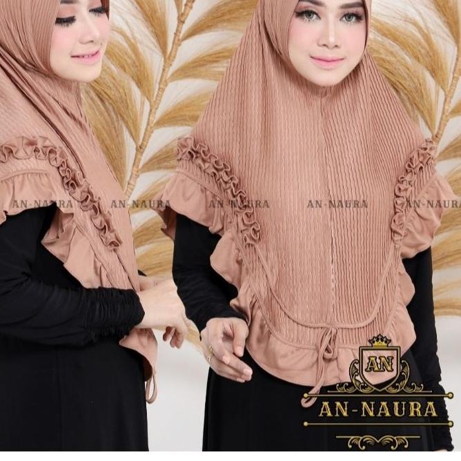 ♥ Hijab plisket list gotik pita terbaru / jilbab plisket pita rempel / bergo plisket murah / bergo p