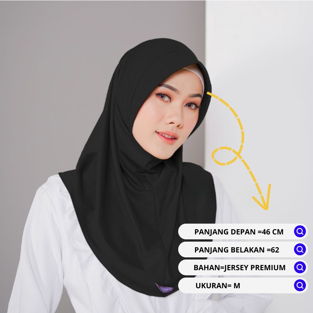 Jilbab Sport Jilbab Instan Hijab Sport Jersey Premium Olahraga Volly Basket Futsal UK S M L-2