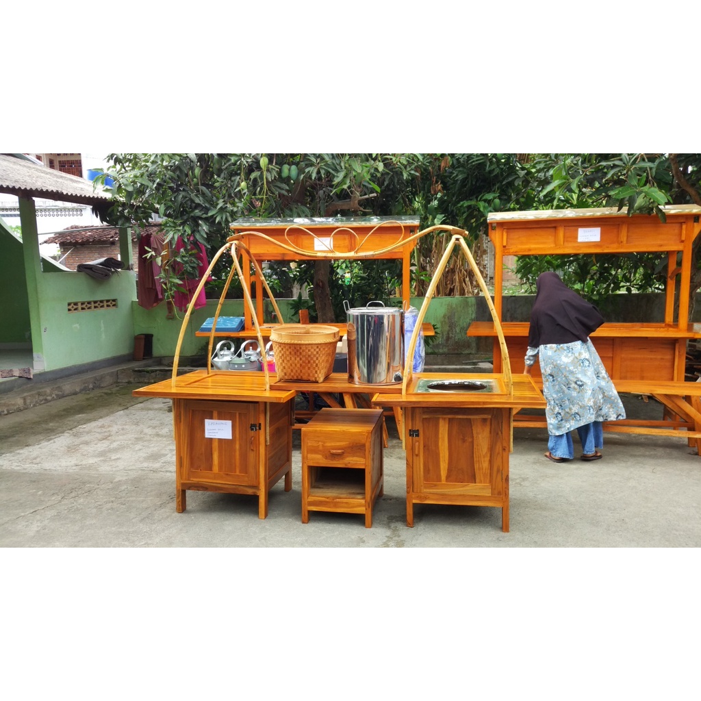 Gerobak Soto Pikul Gerobak Sate Gerobak Gulai Gerobak Angkringan Bahan Kayu Jati