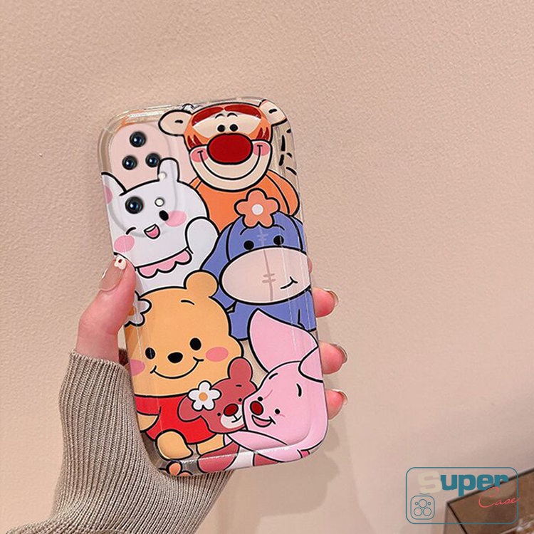 IPHONE Kartun Winnie The Pooh Casing Belakang Kompatibel Untuk Iphone11Xr 6 7 8 Plus XS Max X 6s 14 12 Pro Max 13 Pro Max SE 2020 Beruang Lucu Penuh Shockproof Airbag Soft TPU Case