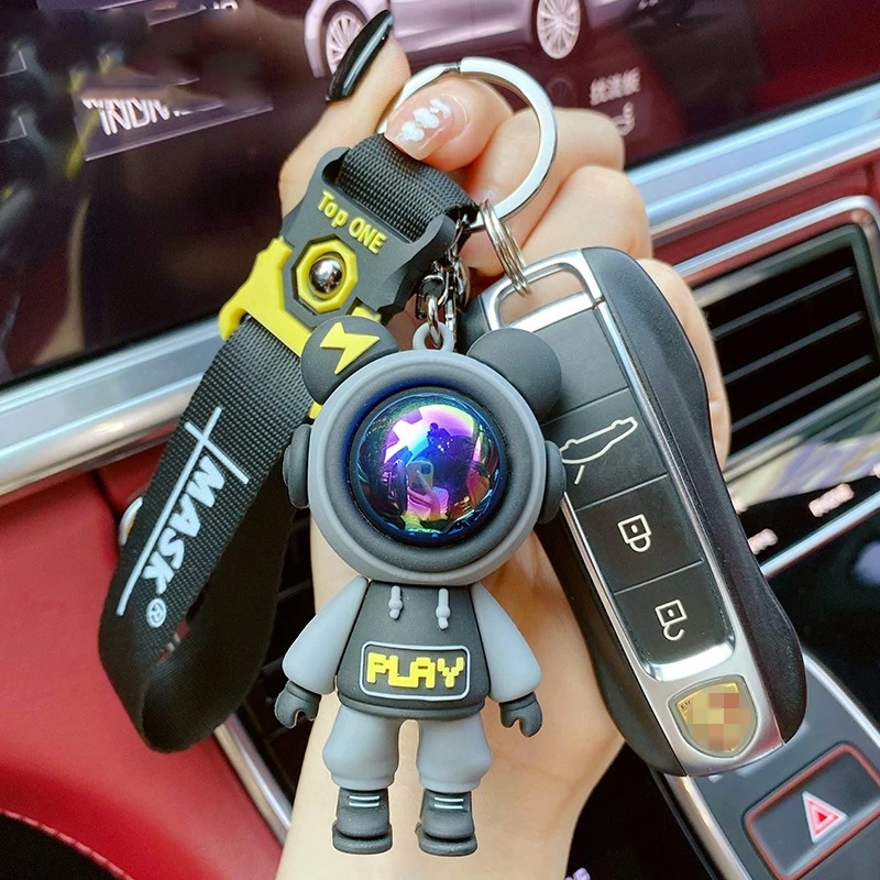 Kreatif Keren Gantungan Kunci Beruang Petir/Gantungan Kunci Boneka Mobil Tali Pergelangan Tangan Keyring Bag Charm Pendant