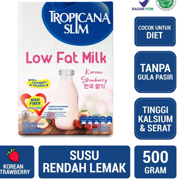 

❂ Tropicana Slim Low Fat Milk Korean Strawberry 500 gram – Susu dengan Kolagen ◌