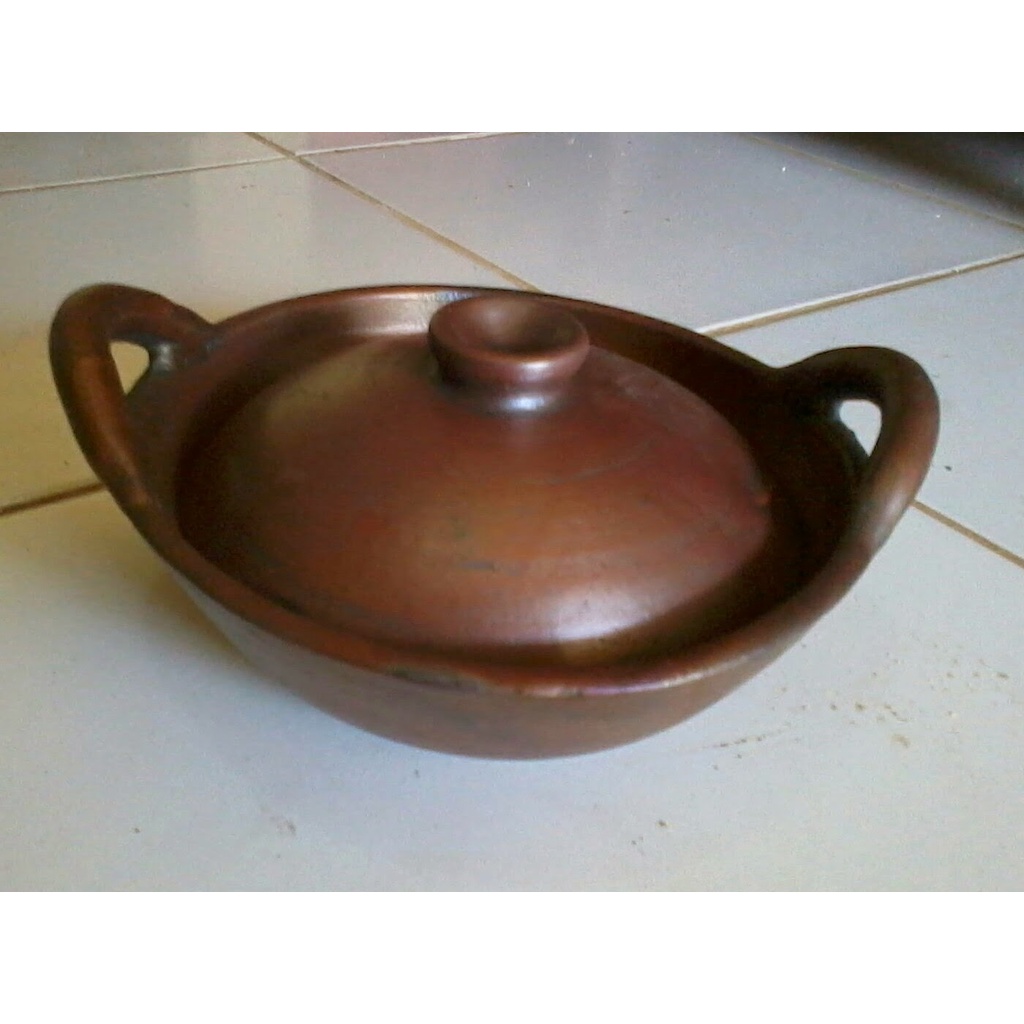 Wajan Tanah + Tutup 30cm|Kuali Besar|Kuali Gerabah|Kuali Tanah Liat