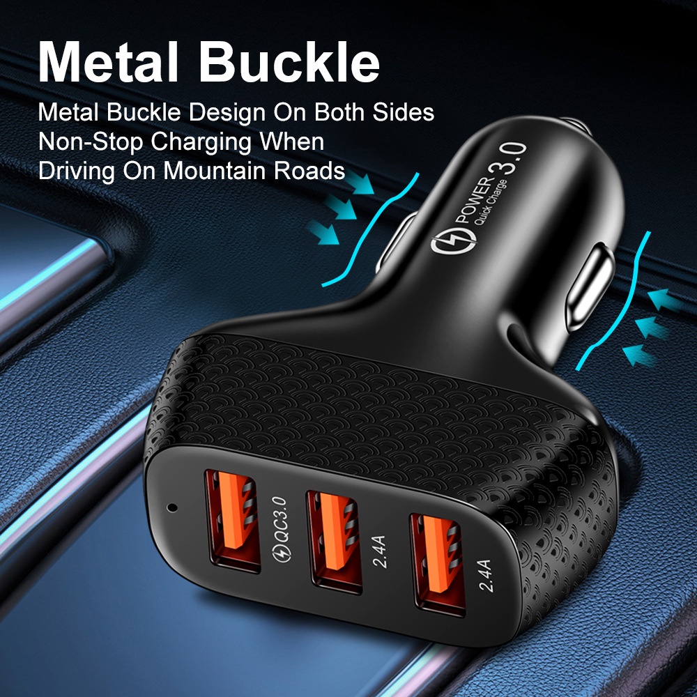 3port USB Charger Mobil 5V Fast Charging Portable phone Adapter 3USB Charger Handphone Untuk i-phone Tipe C Android Di Mobil