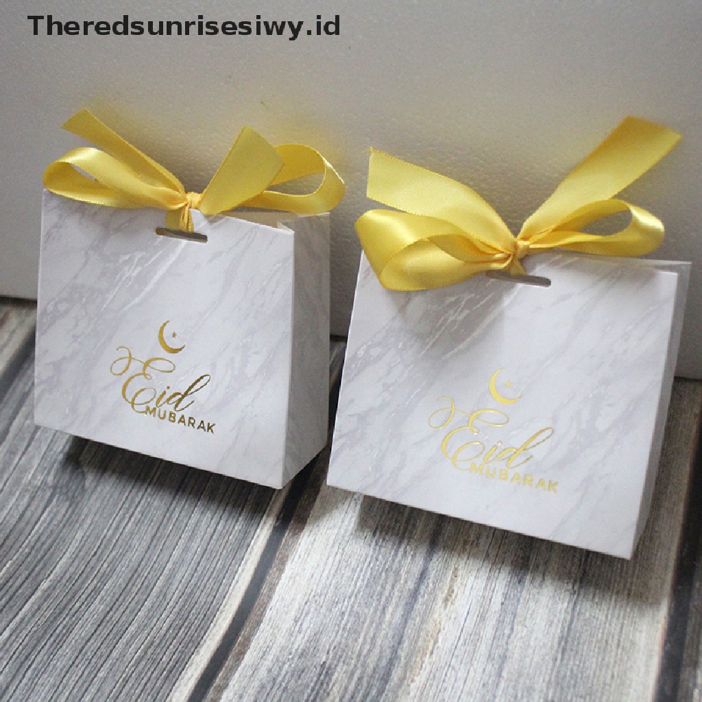 # Baju Lebaran # 10pcs Eid Mubarak Candy Box Marble Paper Gift Packaging Bag Sovenir Pesta Muslim~