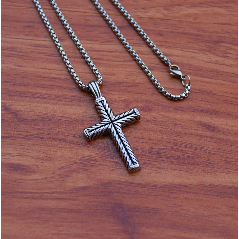 Kalung Rantai Dengan Liontin Salib Untuk Wanita | Kalung Bahan Stainless Steel | Aksesoris Pria Dan Wanita