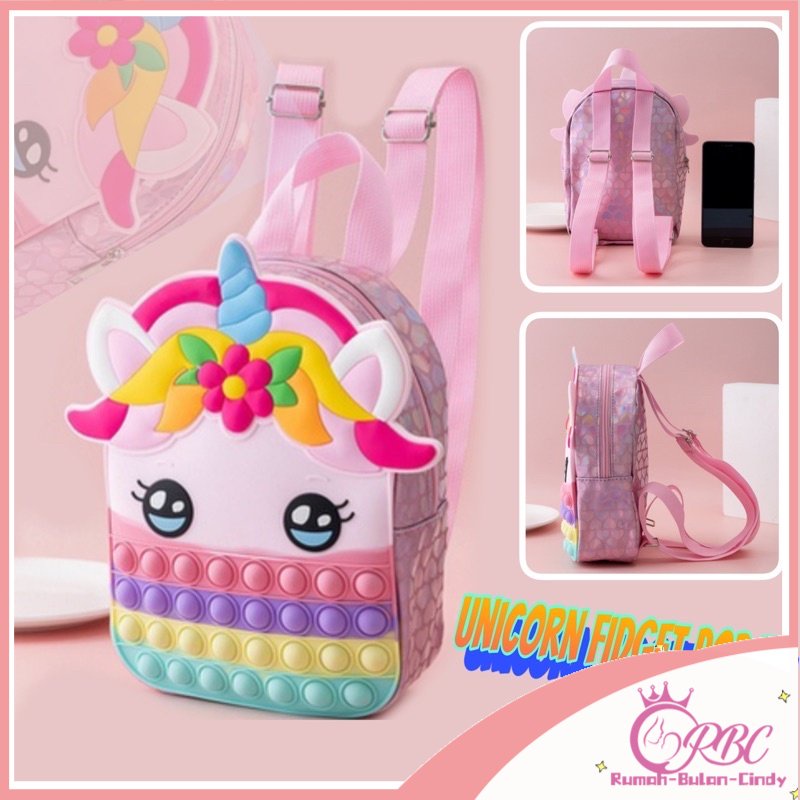 ransel siswa Tas Ransel Pop It Unicorn Makaron Rainbow  ransel anak-anak Penghilang Stress Pop it  Tas Pop It Besar