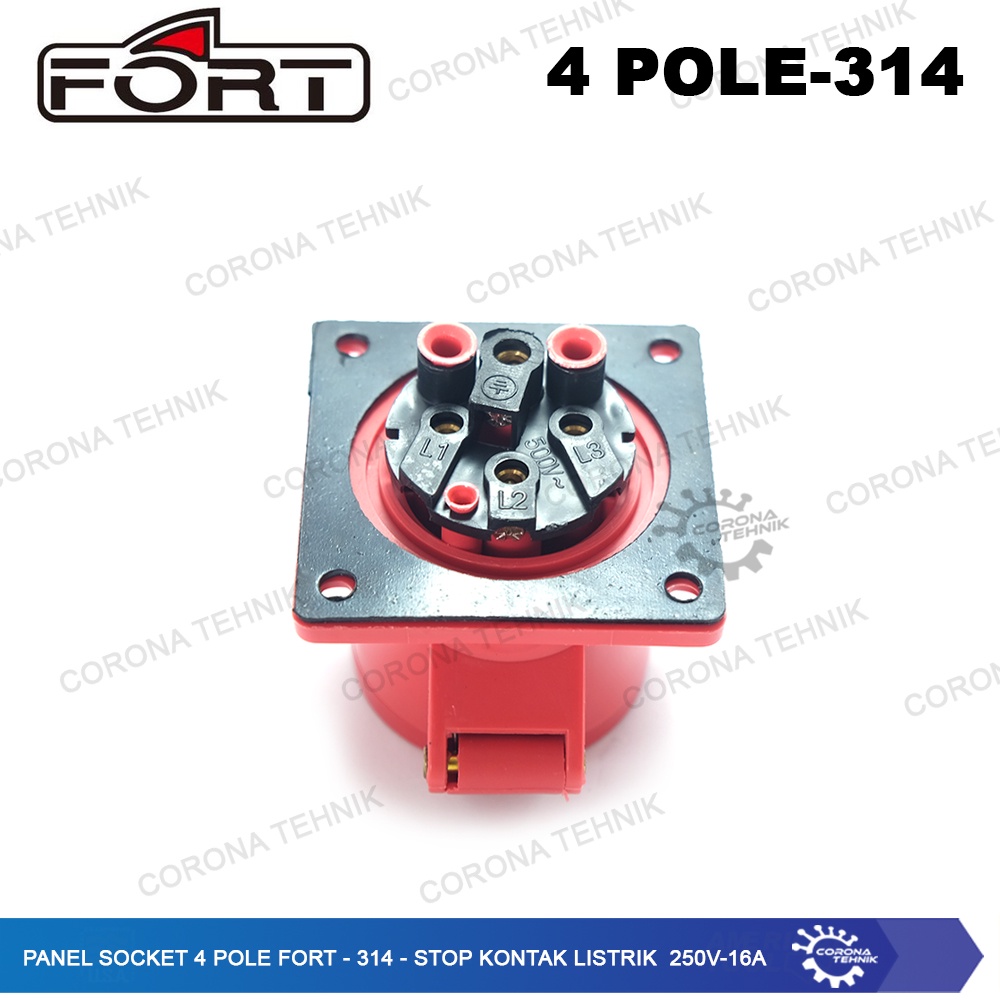 FORT - 314 - Stop Kontak Listrik 250V - 16A Panel Socket 4 Pole
