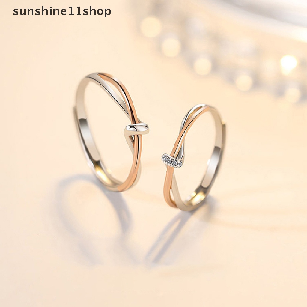 Sho Baru Hot Jual Warna Perak Micro-set Zirkon Pemisahan Cinta Simpul Pasangan Cincin Terbuka N