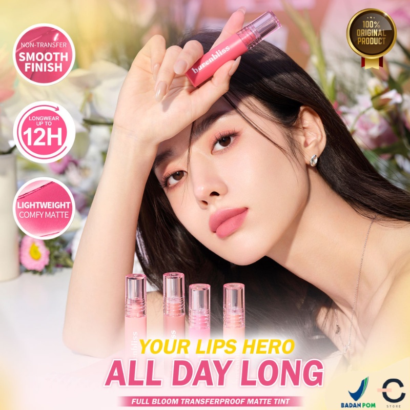 [ORI BPOM] BNB barenbliss Korean Bloomatte Full Bloom Transferproof Matte Tint LONGLAST 12H TRANSFERPROOF | Berry Makes Comfort Lip Cream | Lip Tint | Lip Matte | Lip Cream | Lip Velvet | Kosmetik Bibir