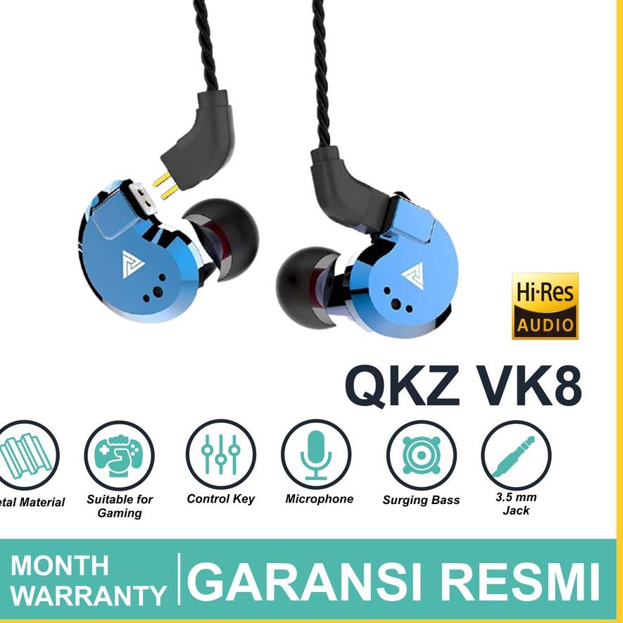 ❃ QKZ VK8 with Mic Sport Gaming Hi-Res Earphones Hight Quality In-Ear Earbuds HIFI ♘