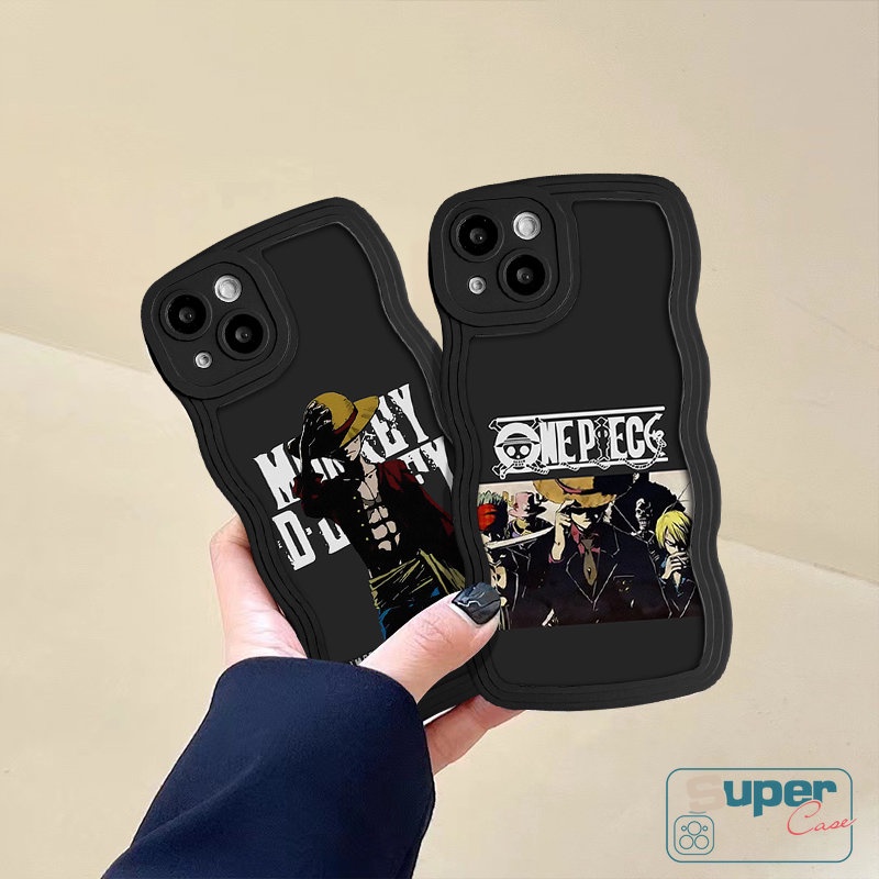 For Realme C33 C30 9i 8i C15 C25s C11 C12 10 C25Y C35 8 C17 C25 C21Y C20 8Pro C20A 6i 7 5 7i 5i 9Pro + 9 C3 Anime One Piece Cartoon Luffy Black Wavy Edge Soft Tpu Case