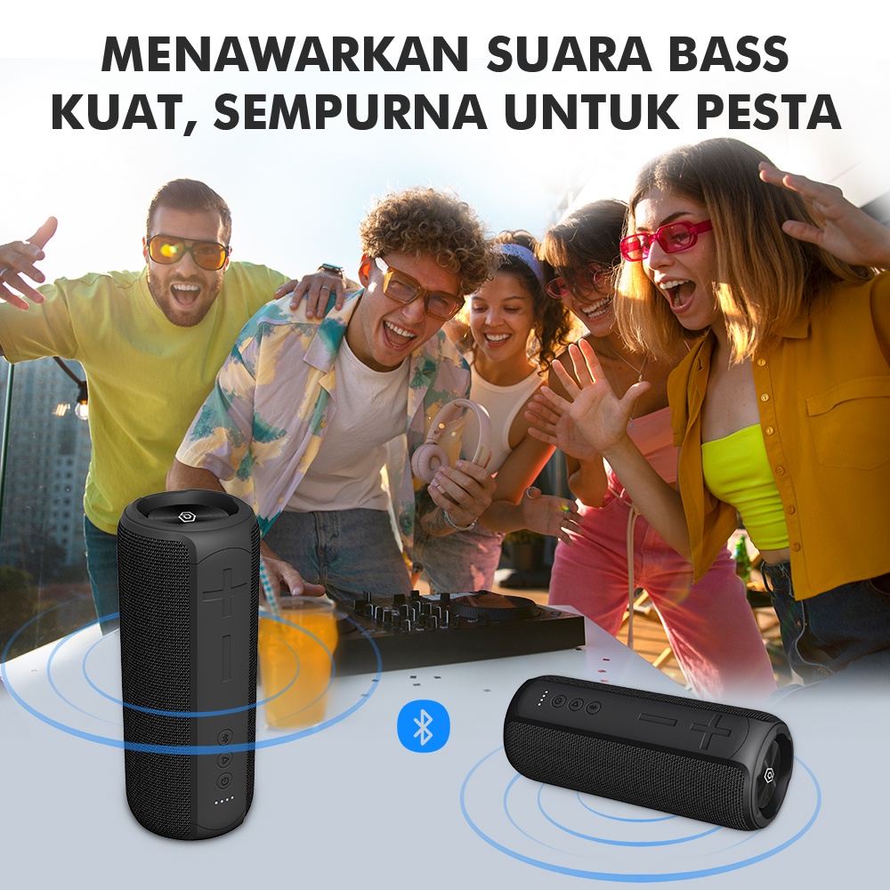 POPCORN 20W High Power Bluetooth Speaker Luar Ruangan Bersepeda/Berkemah Speaker Portabel IPX7 Tahan Air TWS Nirkabel Volume Tinggi Subwoofer