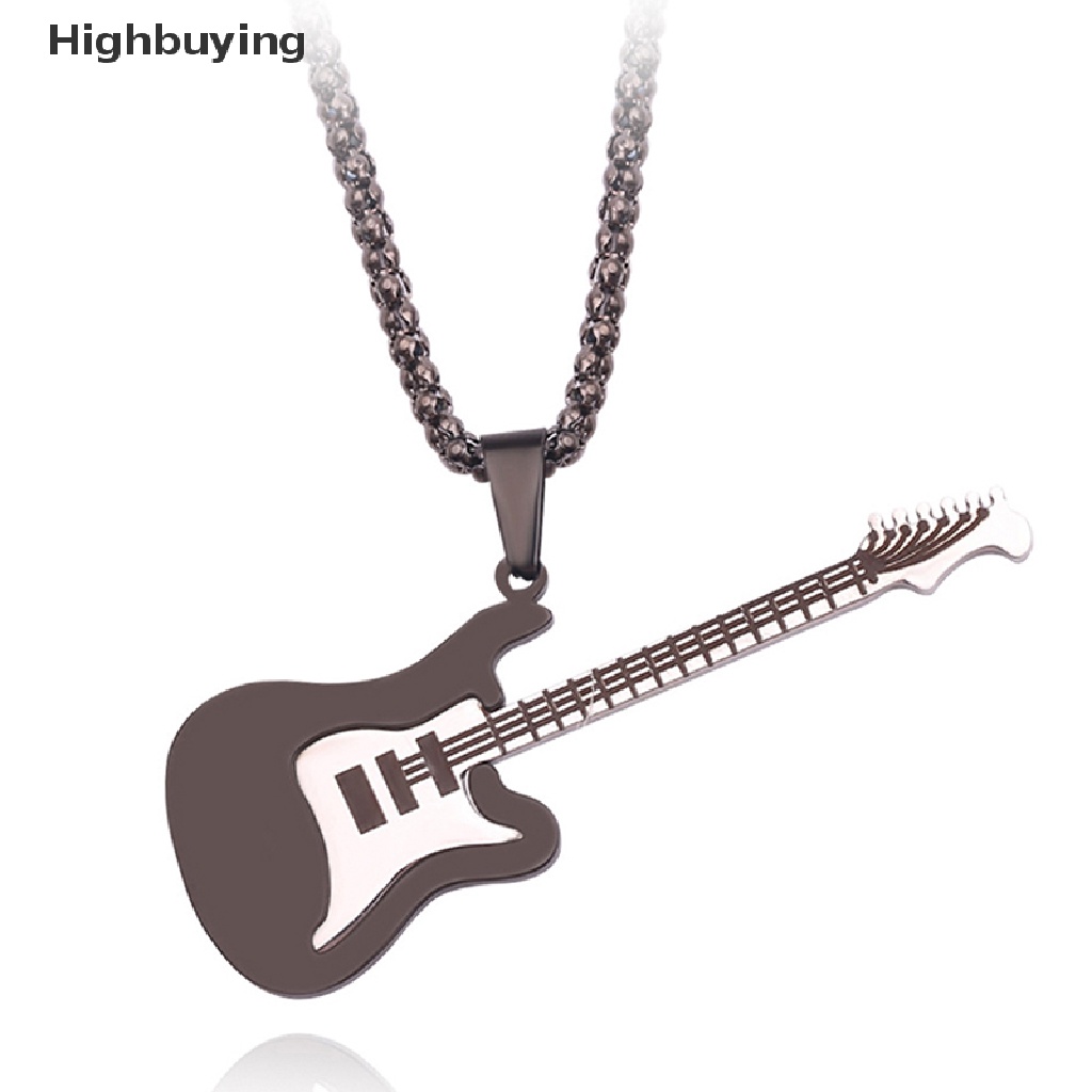 Hbid Hip Hop Emas Hitam Warna Perak Fashion Pria Wanita Stainless Steel Musik Rock Gitar Liontin Perhiasan Rantai Kalung Hadiah Glory