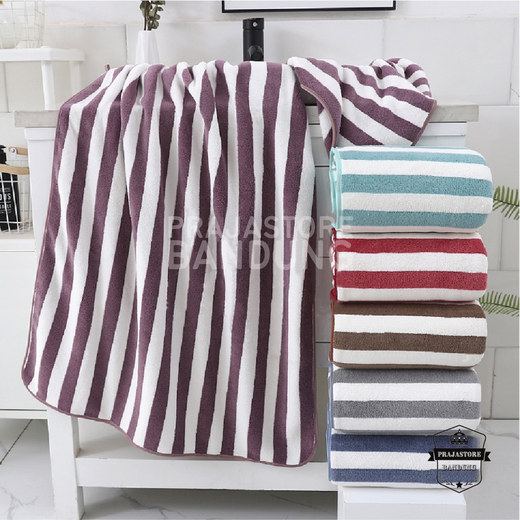 Handuk Mandi Microfiber Dewasa Jumbo Size 70x140 Salur Tebal Lembut Menyerap Air Super Premium Murah Anduk Polos Motif Import Lebar Halus Pria Wanita Yg Nyerap Dan Serap Haduk Ukran Besar Hanuk Impor Cowok Cewek Towel Grosir Cuci Gudang Termurah COD