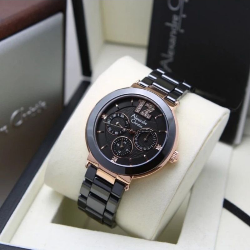 jam tangan wanita original ALEXANDRE CHRISTIE AC2359BF CERAMIC