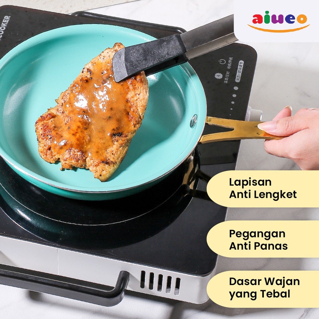 Penggorengan Anti Lengket - Frying Pan 20Cm Marble Frying Plate Anti Lengket- Teflon Bulat Stainless Steel Serbaguna