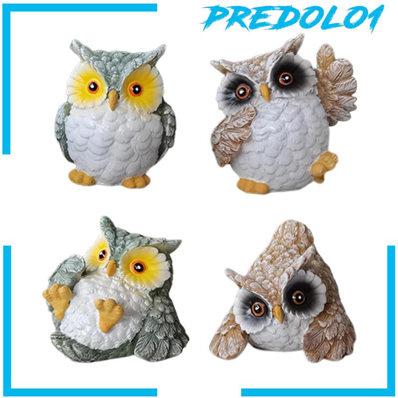 [Predolo1] 4pcs Patung Burung Hantu Resin Patung Hias Realistis Untuk Ornamen Rumah