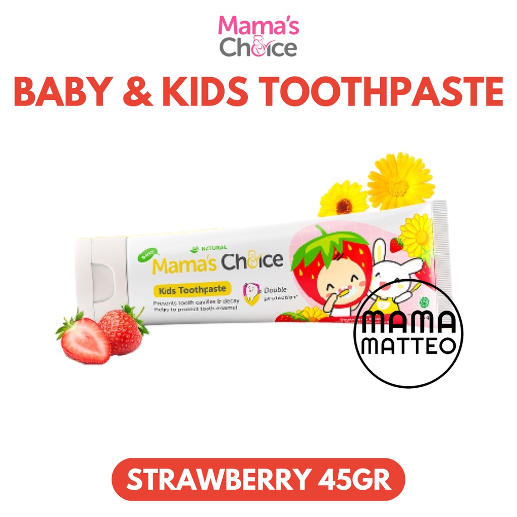 MAMA'S CHOICE Baby &amp; Kids Toothpaste 45gr / Mamas Choice Odol Pasta Gigi Food Grade Bayi Anak Strawberry / Bubble Gum / BANDUNG