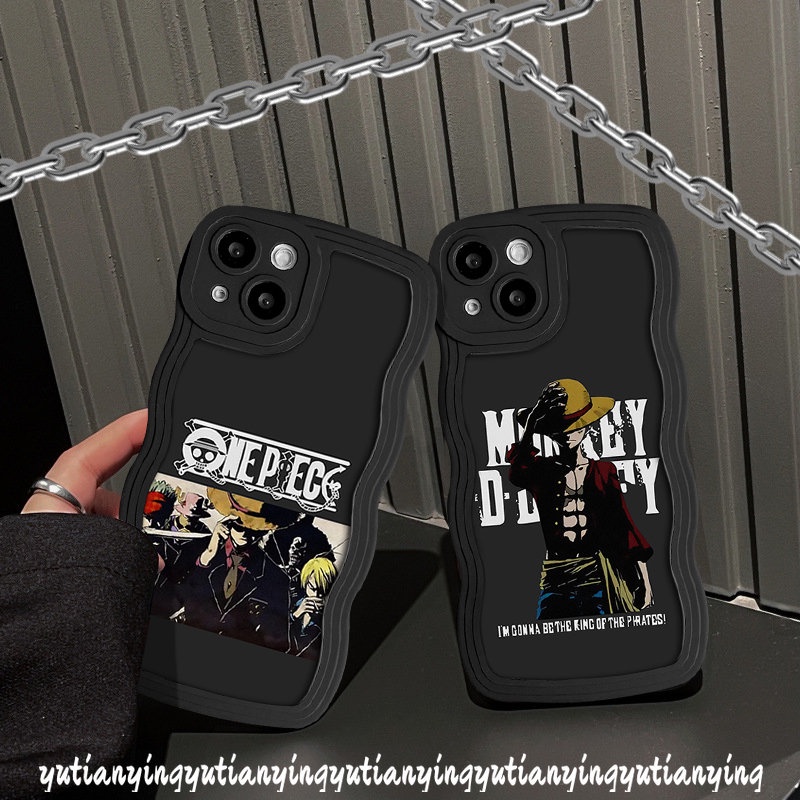 Trendy Merek One Piece Luffy Casing Realme C53 C15 C11 C25Y C12 C30 C25s C35 C25 C21Y C33 Realme 5 10 6i 9i 8 8i 7i 5i 7 5s C20 8Pro C20A 9Pro+ 9 C3 C17 Lembut Bergelombang Pola Tepi Sarung