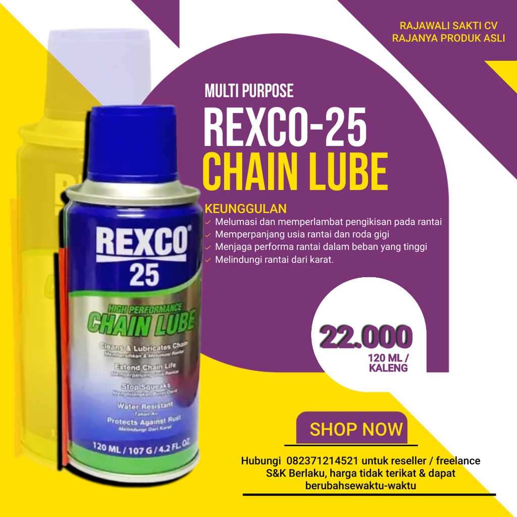 Jual Chain Lube Pelumas Semprotan Minyak Rantai Rexco25 Rexco 25 120 ML