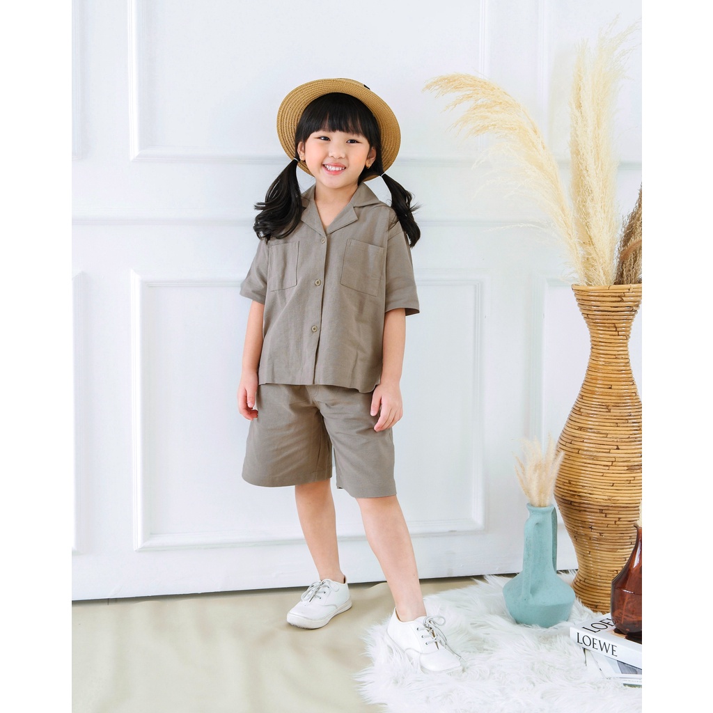 DELICATE SET | Setelan anak | Kemeja Anak | Celana Anak | Atasan Bawahan Linen anak | Baju anak | Setelan safari anak