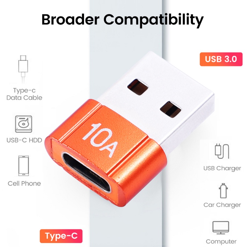 Adaptor Female USB Ke Type-C 10A/Converter USB-C Untuk Komputer/Adaptor Konektor Kabel Handphone