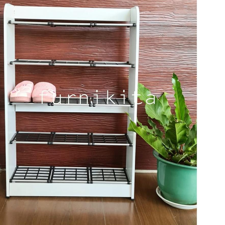 ☆ RAK SEPATU KAYU 15 PASANG MINIMALIS SUSUN 5 ۞