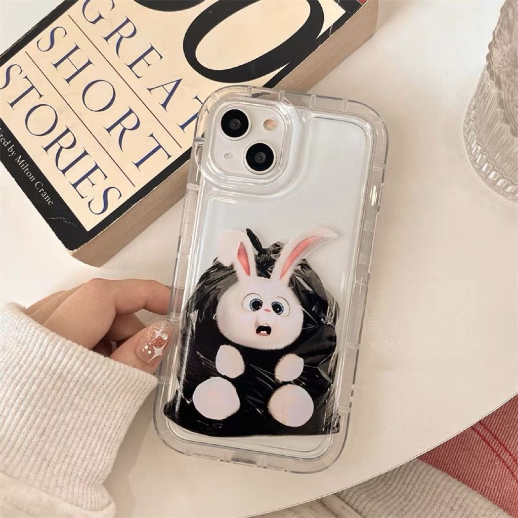 IPHONE Kelinci Lucu Soft Phone Case Kompatibel Untuk Iphone14 13 11 12 Pro XS Max X XR 78 Plus Casing Transparan TPU Silikon Shockproof Cover