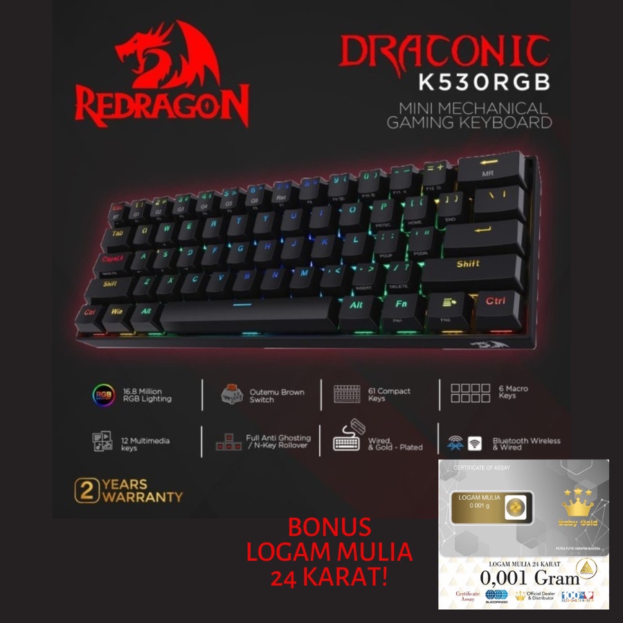 Keyboard Redragon Dual Mode Mechanical Gaming DRACONIC WHITE- K530WRGB