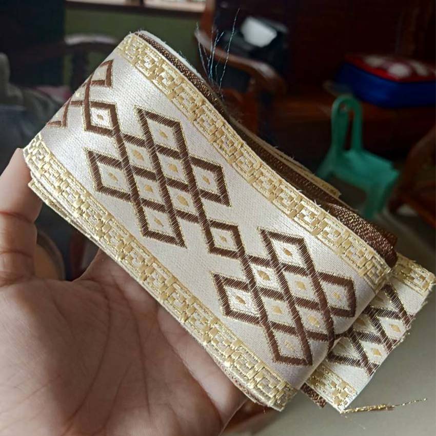 5M Pita Kain DIY Pita Renda Batik Motif Bahan Kain Lebar 6cm Webbing Motif Roll Renda India Renda