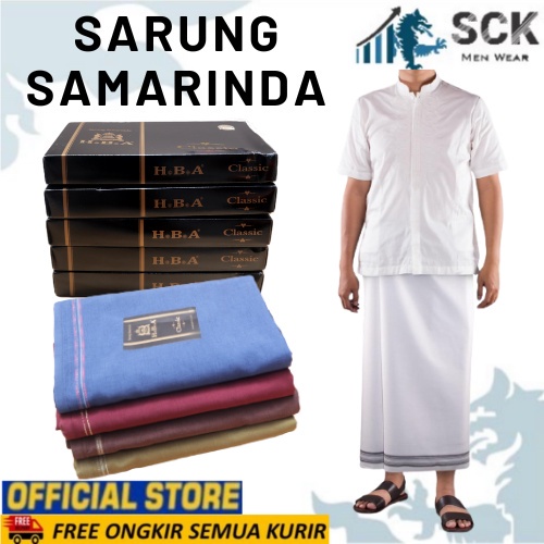 Sarung Sholat SAMARINDA HBA Premium Lebaran Puasa Hadiah / Sarung Sarinda HBA MURAH 120 X 110 Corak Terang Gelap / Sarung Ibadah Lebaran - sckmenwear GROSIR