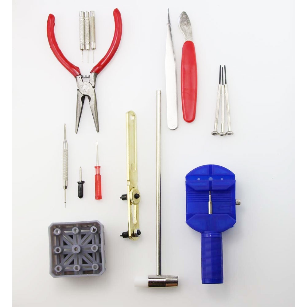 Alat Reparasi Servis Jam Tangan Set 16 PCS Peralatan Bongkar Jam Tangan Servis Jam Tangan Ganti Batt