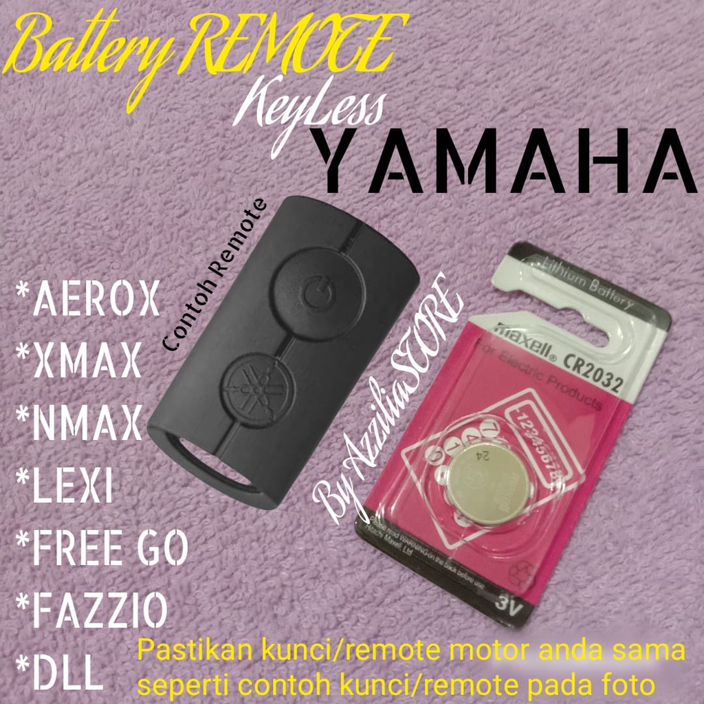 Battery Baterai Batrai Batre Untuk Remote Remot Keyless Motor Yamaha Aerox Xmax Nmax Fazzio Free Go Lexi Cr2032 3v