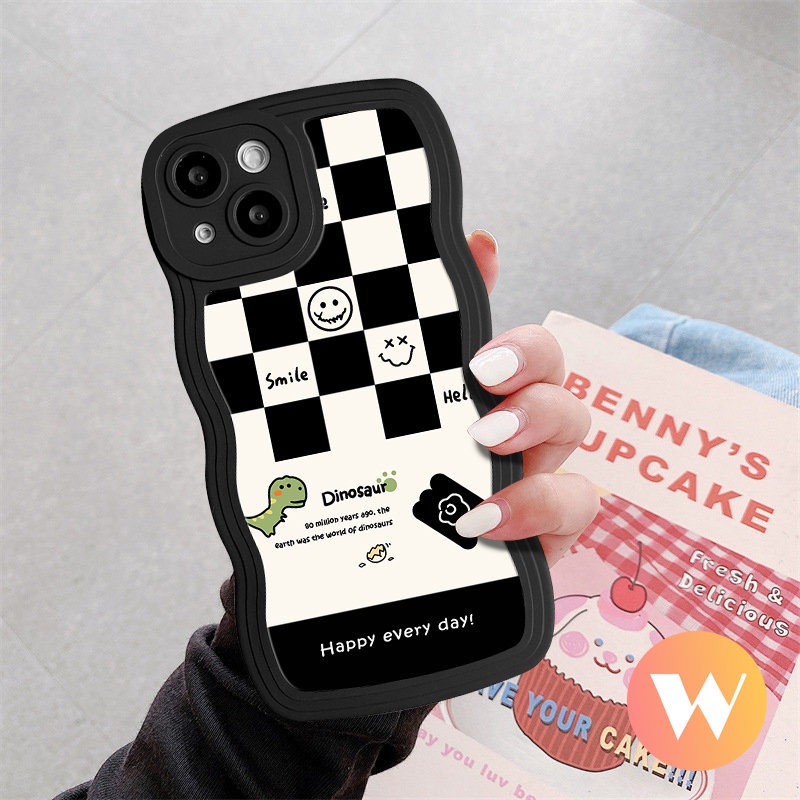 Smiley Case Lucu Kompatibel Untuk Samsung A04 A13 A03 A52s A50s A30s A31 A22 A50 A04s A20 A03s A53 A21s A51 A23 A52 A32 A04E A02s A33 A1 A12 Wavy Edge Chssboard Soft Tpu Cover