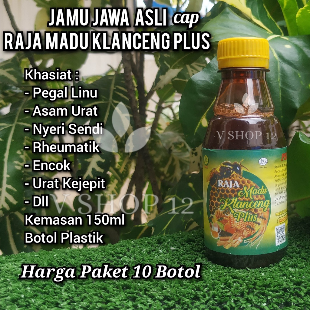 

Jamu pegal linu asam urat nyeri sendi rematik encok cap raja madu klanceng plus 150ml paket 10 botol