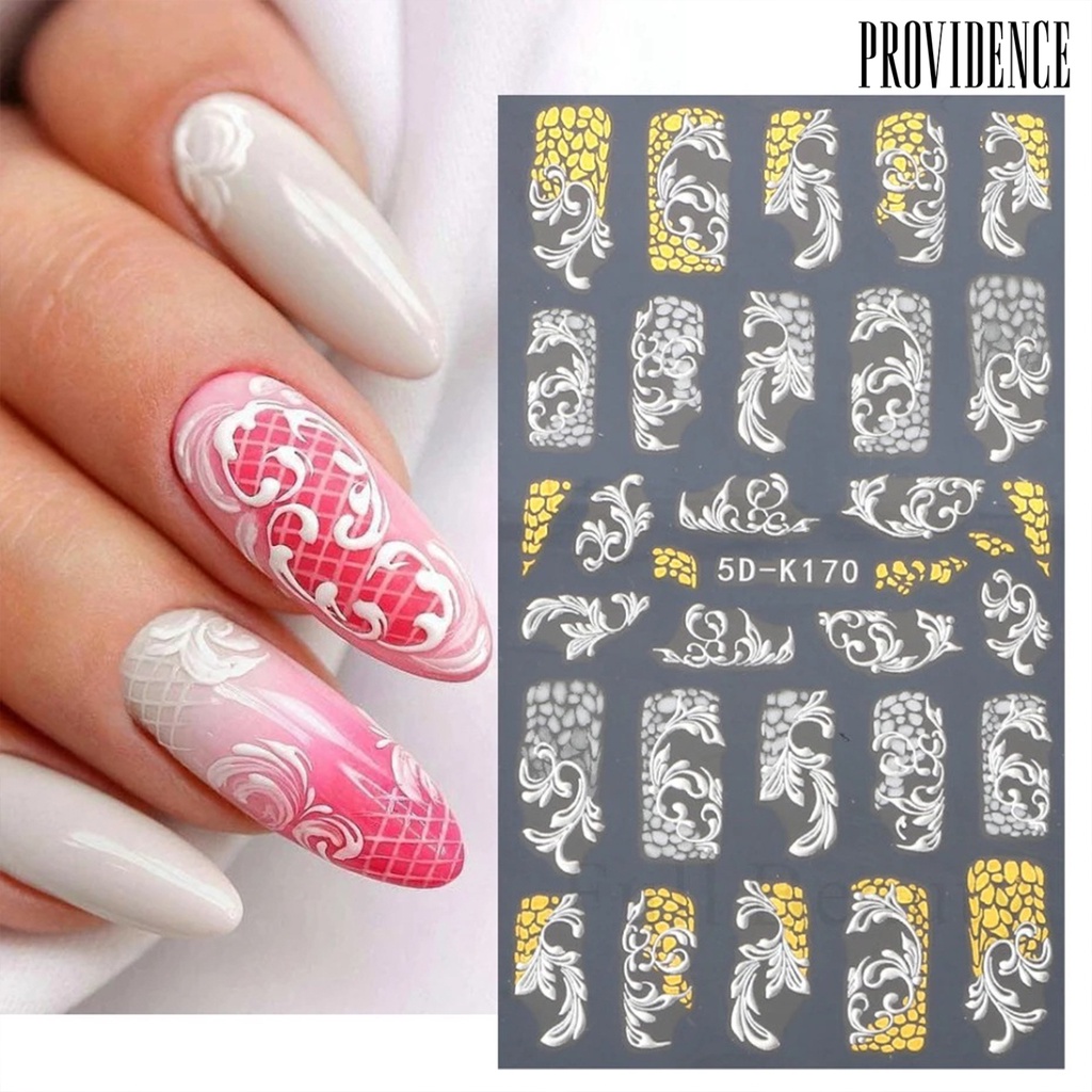 Providence Nail Art Sticker 5D Relief Perekat Diri Tidak Luntur DIY Efek 3D Kuku Pola Bunga Super Lengket Decal Salon Kuku Pasokan