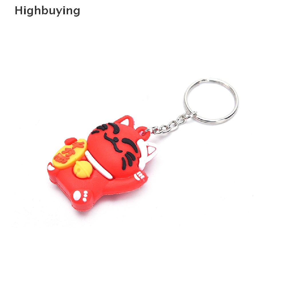 Hbid PVC Soft Lucky Cat Cute Pendant Key ring Gantungan Kunci Tas Mobil Kunci Souvenir Hadiah Glory