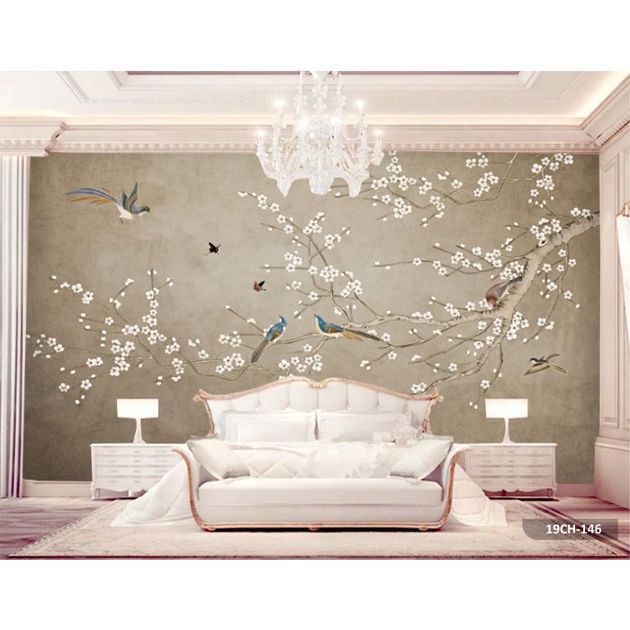 WALLPAPER CUSTOM MURAL PHOTOWALL BACKGROUND MOTIF CHINOISERIE BUNGA