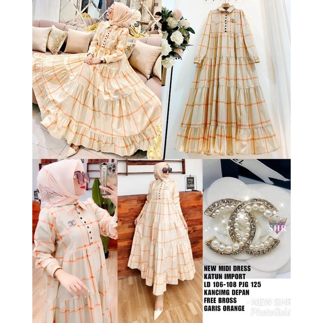 midi dress kotak By SHR