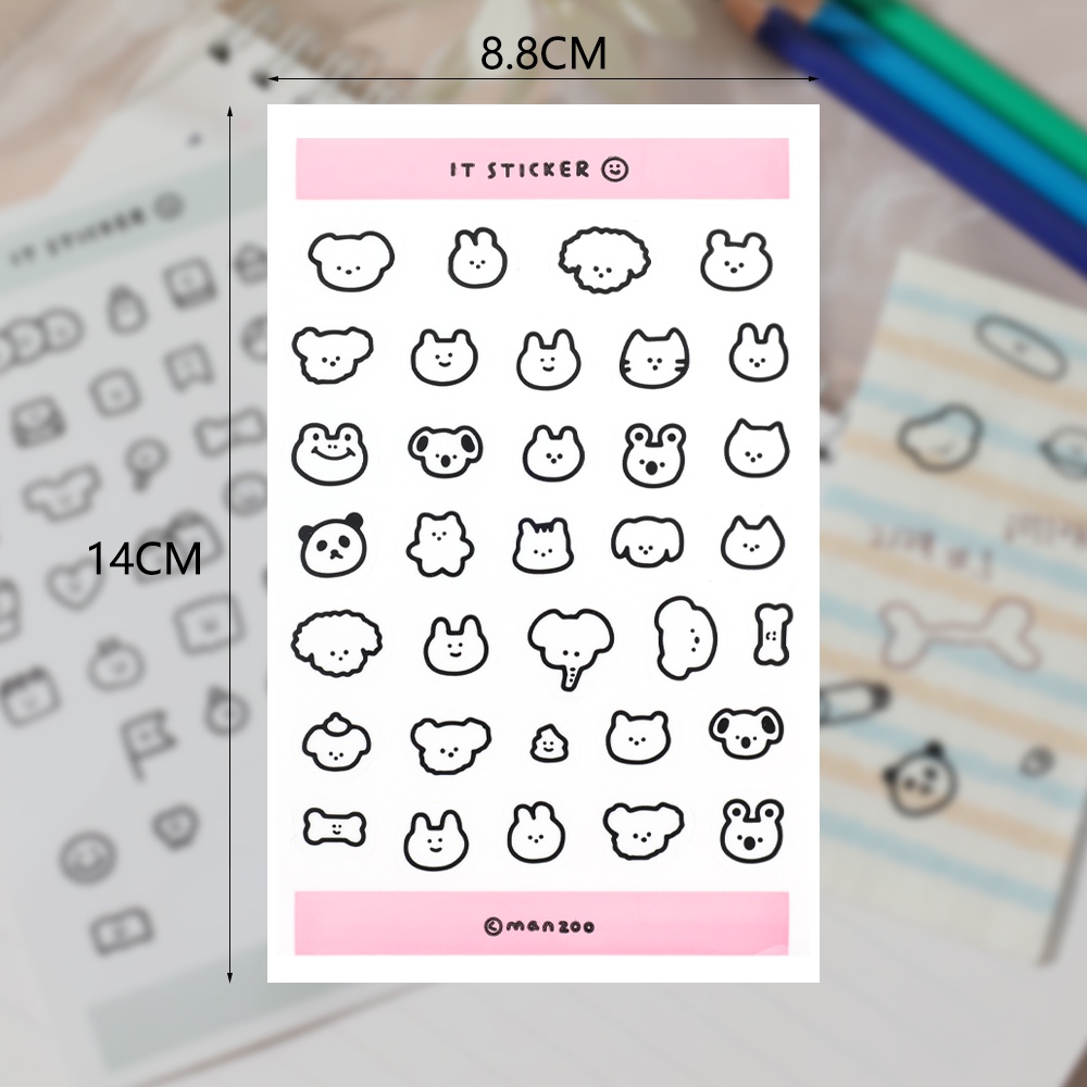 Self-adhesive Water Cup Marker Stiker Universal Dekorasi Rumah Stiker Lucu Kartun Hewan Handbook PET Stiker DIY Notebook Dekoratif Decals