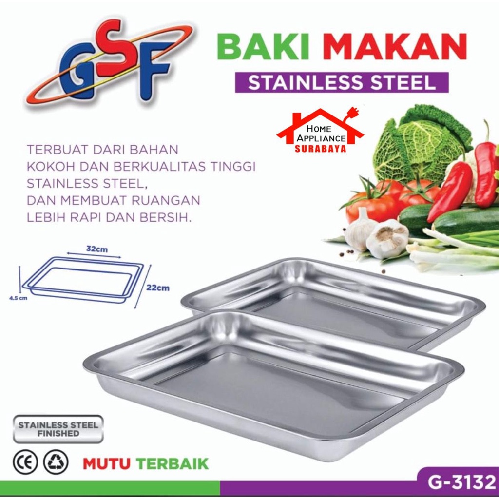 Nampan Persegi - Baking Tray - Baki Stainless Steel GSF 4 Ukuran Free Packing Dus + Bubble