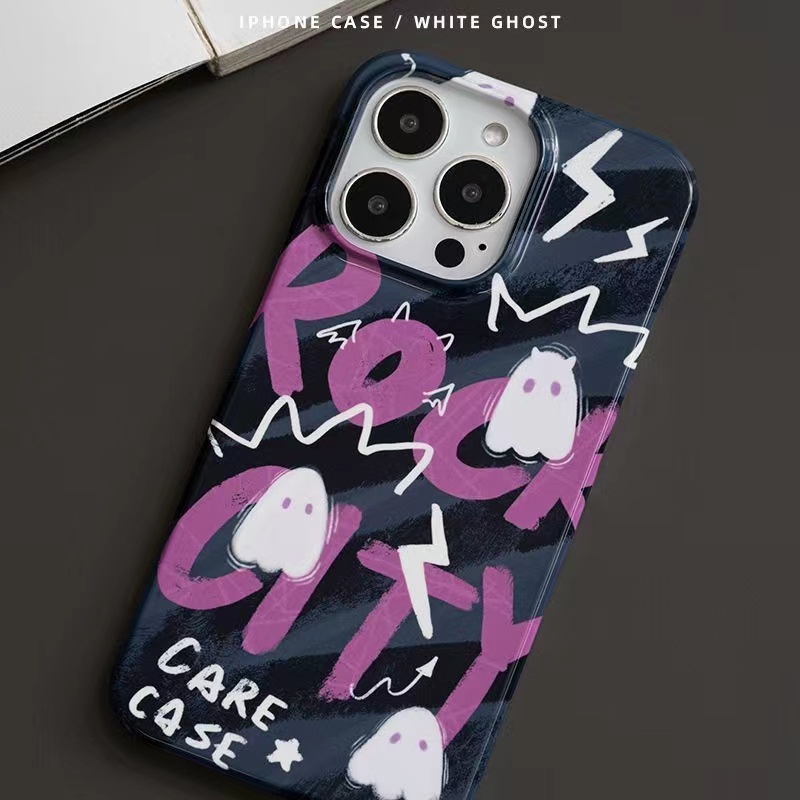 IPHONE Ins Pola Hantu Cocok Untuk Iphone14 14pro 14plus 13 13mini 13pro 13prm iPhone12 7Plus 8Plus Xr XS 13 12mini Pro Max TPU Empat Sudut Casing Ponsel Tahan Guncangan