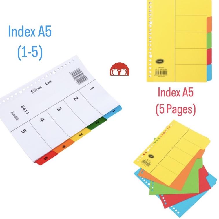 

H80 Carton Index A5 8610 Bantex 8611 - 5 Pages - Divider Pembatas Loose Leaf READY STOCK ド